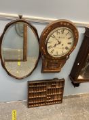 A Victorian walnut framed drop dial wall clock,