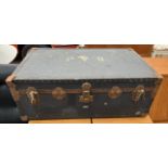 An Overpond metal bound trunk