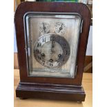 A Junghans mahogany bracket clock, with a silvered dial, Arabic numerals, Chime / Silent Dial,