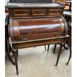 A continental mahogany cylinder bureau,