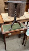 A 19th century mahogany hall table with a leather inset top and drawer on square tapering legs