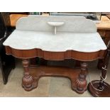 A Victorian mahogany marble topped dressing table,