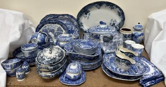 A collection of Spode Blue Italian pottery together with other blue and white part tea and dinner