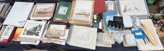 A collection of Watercolours together with artists sketch books,