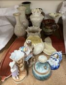 Belleek vases together with assorted vases etc