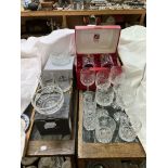 A pair of crystal tumblers, boxed,