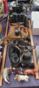 Various binoculars together with cameras and Beswick dogs etc