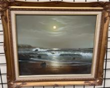 Peter Cosslett A beach scene Oil on canvas Signed 49.5 x 49.