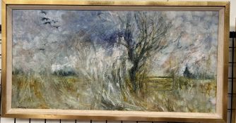 Anthea Chapman A woodland scene Oil on board Signed Inscribed verso 49 x 100cm