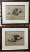 Roy Saunders Dreaming A sleeping pup An etching Signed and titled in pencil Together with another