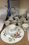 A Colclough part tea set together with a magnifying glass etc