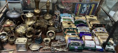 A collection of Lledo and other diecast cars together with assorted electroplated wares and