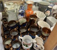 Staffordshire jugs, together with Gaudy Welsh china, Carltonware vase, miscellaneous plates,