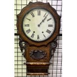 A Victorian walnut framed drop dial wall clock,