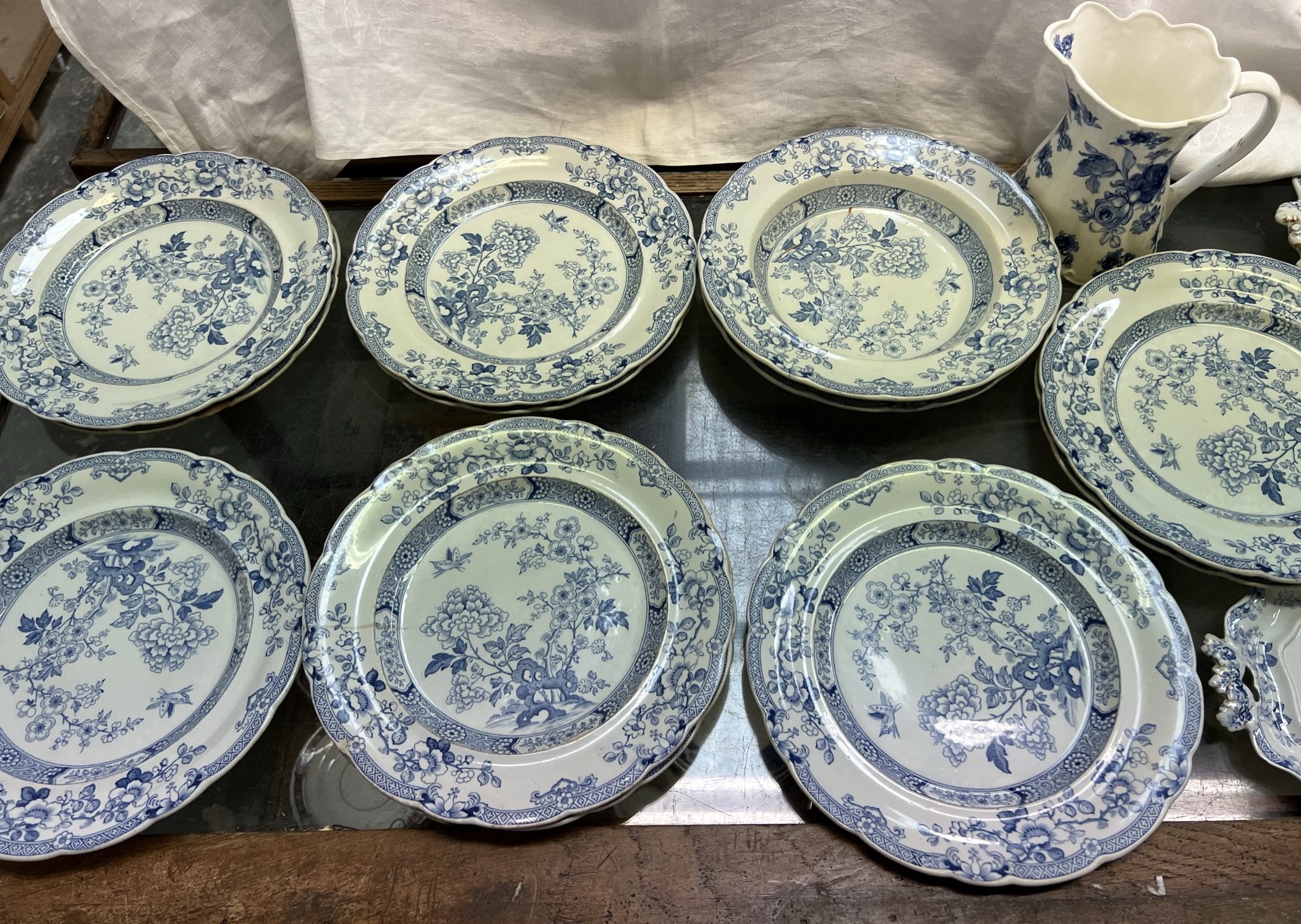 A 19th century Real Stone China Peruvian pattern part dinner set together with other decorative - Image 2 of 3