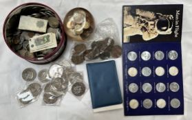 Assorted coins including Crowns,