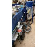 A Woody HM160 Planer Thicknesser together with a drill stand, tools, Record RDX800i dust extractor,