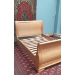 A modern double sleigh bed