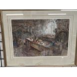 Arthur Miles North Wales Workplace Watercolour Signed and dated 1982 Labels verso