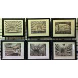 A set of six Rowlandson and Pugin hand coloured aquatints of theatres including New Covent Garden,