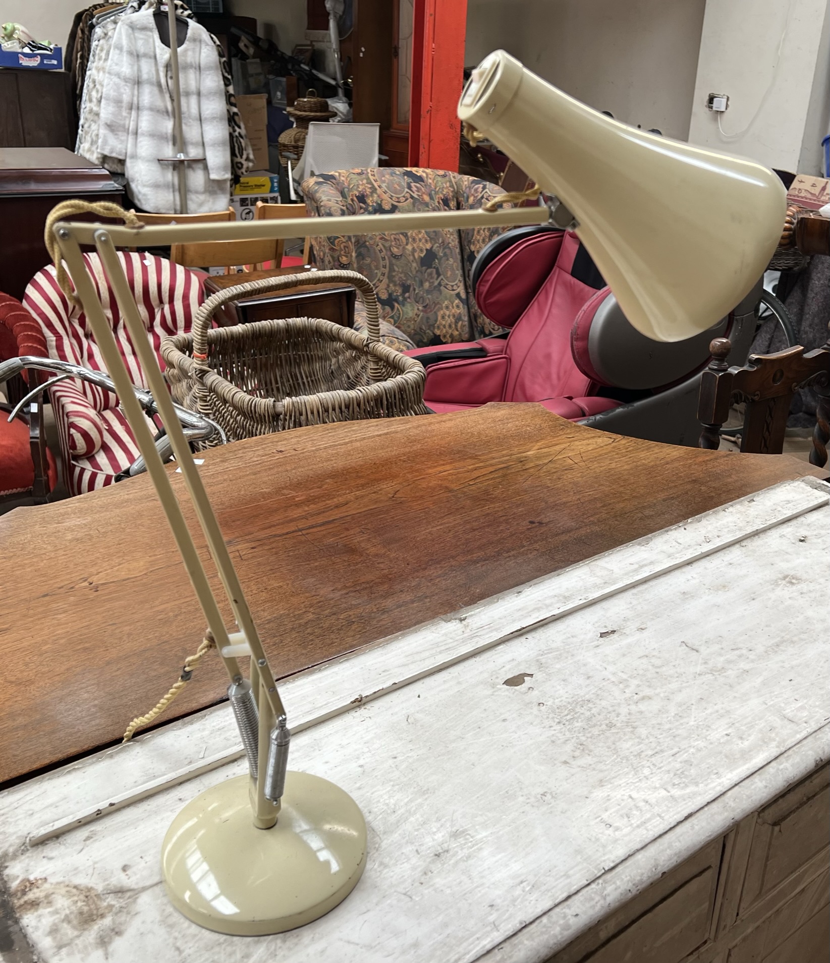 A Herbert Terry and Sons Ltd cream painted anglepoise lamp