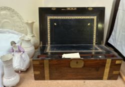 A Victorian walnut laptop desk together with a Royal Doulton figure Ashley and Belleek vases