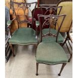 A set of three Art Nouveau mahogany salon chairs,