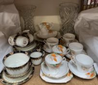 A Shelley Orange Wisteria pattern part tea set pattern number 0151, Rd No.