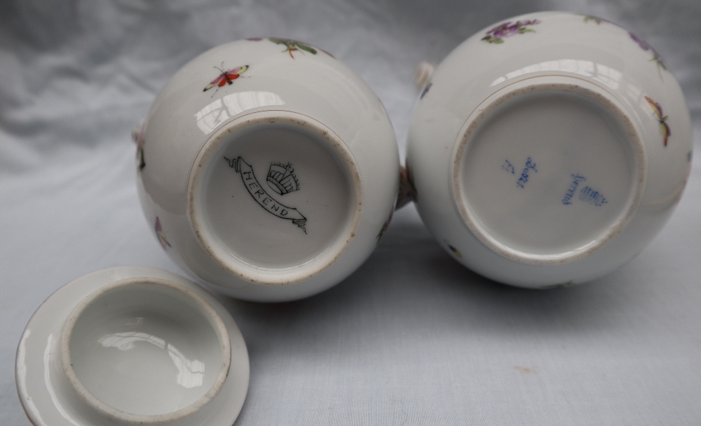 An Herend porcelain part tea service comprising a hot water pot, five tea cups, - Image 3 of 19