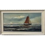 Duval Boats in a choppy sea Oil on canvas Signed