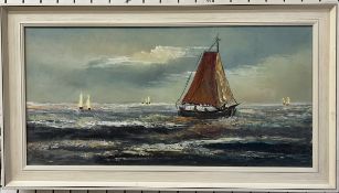 Duval Boats in a choppy sea Oil on canvas Signed