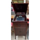 An Academy mahogany cased gramophone,