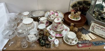 A Royal Albert American Beauty pattern part tea service together with another Royal Albert part