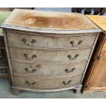 A 19th century style mahogany chest with a D shaped top above four drawers on bracket feet