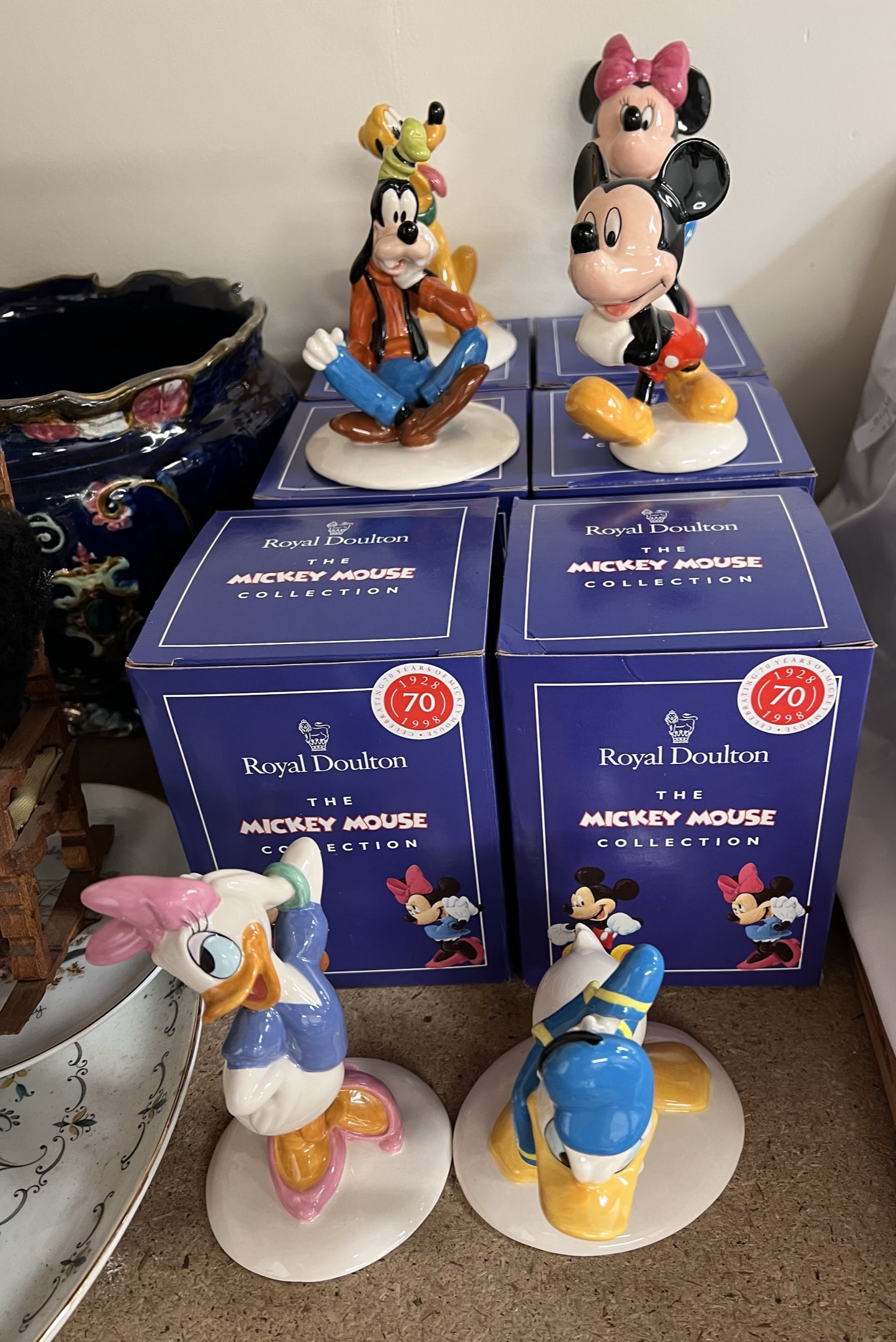 Six assorted Royal Doulton Mickey Mouse figures together with continental pottery figures, - Image 4 of 4