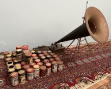 An oak cased Columbia Gramophone, with horn,