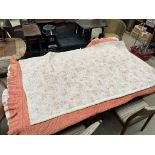 A small wholecloth patterned Welsh quilt together with another wholecloth quilt