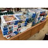 A large amount of jigsaw puzzles