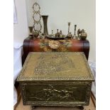 A brass coal box,