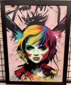 Panik Young Harley Acryllic and Ink Signed 79 x 59cm