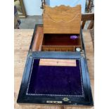 |A 19th century rosewood lap top desk / stationery cabinet with an internal sloping fall and