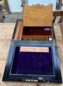 |A 19th century rosewood lap top desk / stationery cabinet with an internal sloping fall and