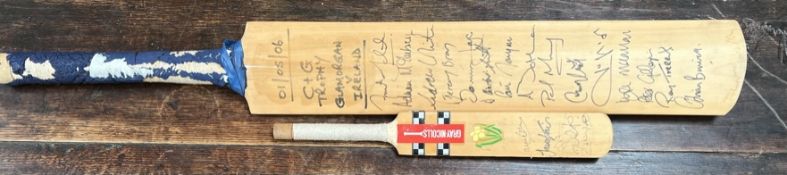 A cricket bat signed, and dated for 01/05/06, C&G Trophy, Glamorgan v Ireland,