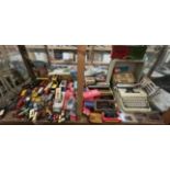 A collection of play worn Dinky, corgi and other model vehicles together with a Star Trek figure,