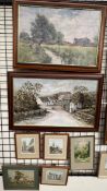 Maureen Phipps A farmstead on a lane Oil on canvas Together with a W J Jenkins watercolour and a