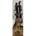 A pair of spelter figures together with brass vase and cover, ewer,