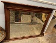 An Edwardian mahogany overmantel mirror of rectangular form