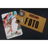 An Olympics Games Mexico 1968 Foto armband together with Munich 1972 badge, 1972 pin badge,