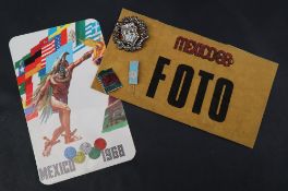 An Olympics Games Mexico 1968 Foto armband together with Munich 1972 badge, 1972 pin badge,