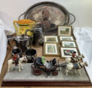 A Border Fine Arts Trooping the Colour figure group together with Mary Dover miniatures, prints,